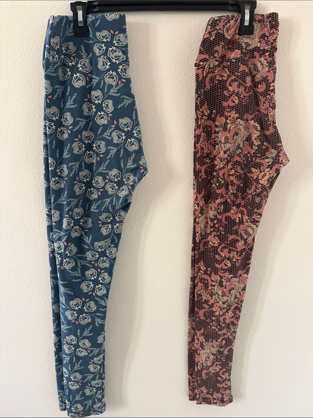 LuLaRoe Kids Floral Leggings - Teal & Mauve Pink